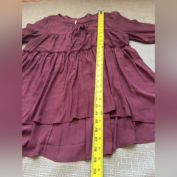 FREE PEOPLE Size Small Plum Size Medium Tiered Peasant Blouse BoHo Top - Picture 9 of 14